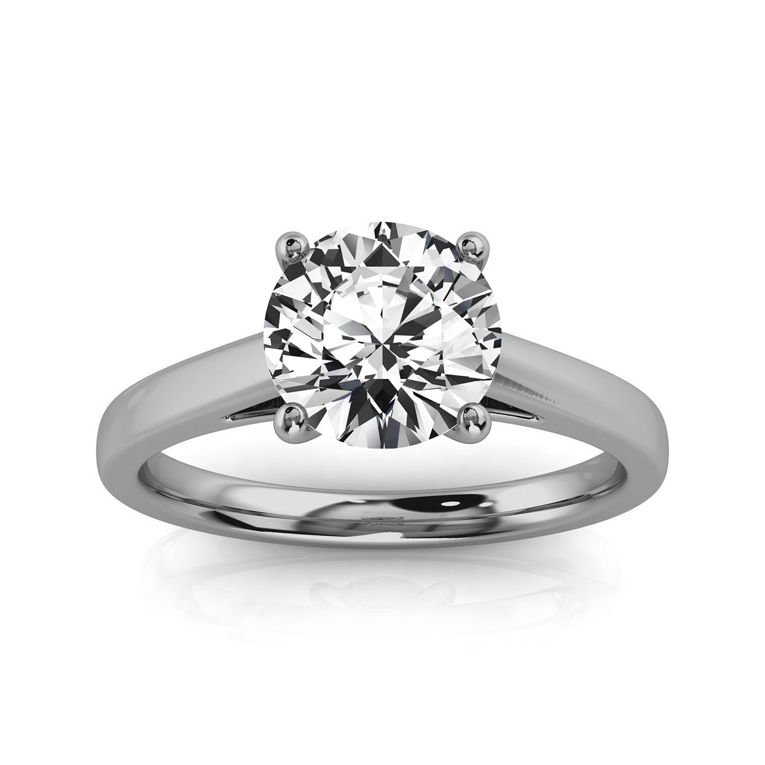 14K White gold Lasitari Catherdral Solitaire Ring